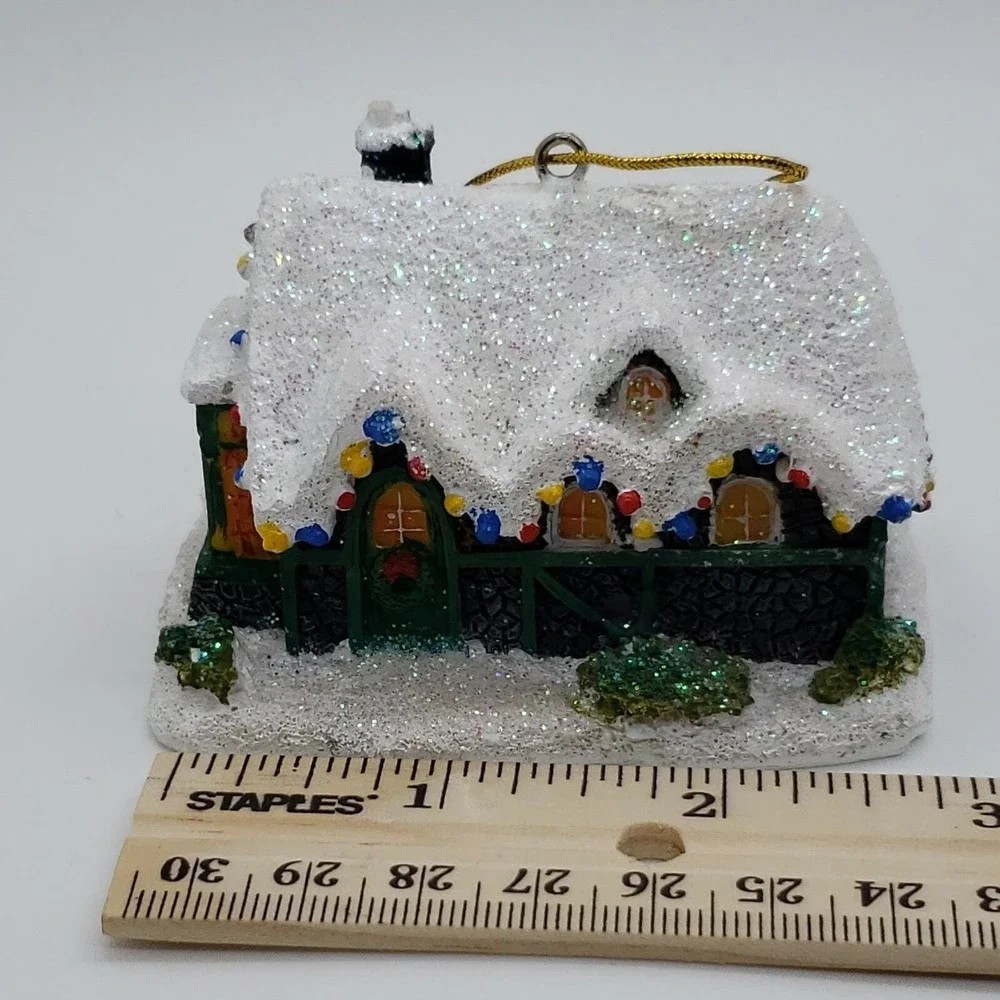 Vintage 1992 Thomas Kinkade Silent Night Snow Covered Cottage Christmas Ornament